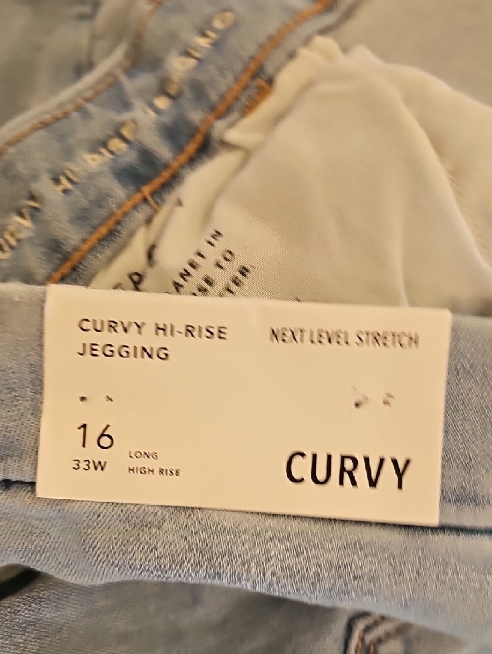 American Eagle Next Level Curvy High Waisted Jeggings; NWT; Size 16 Long - Picture 5 of 14